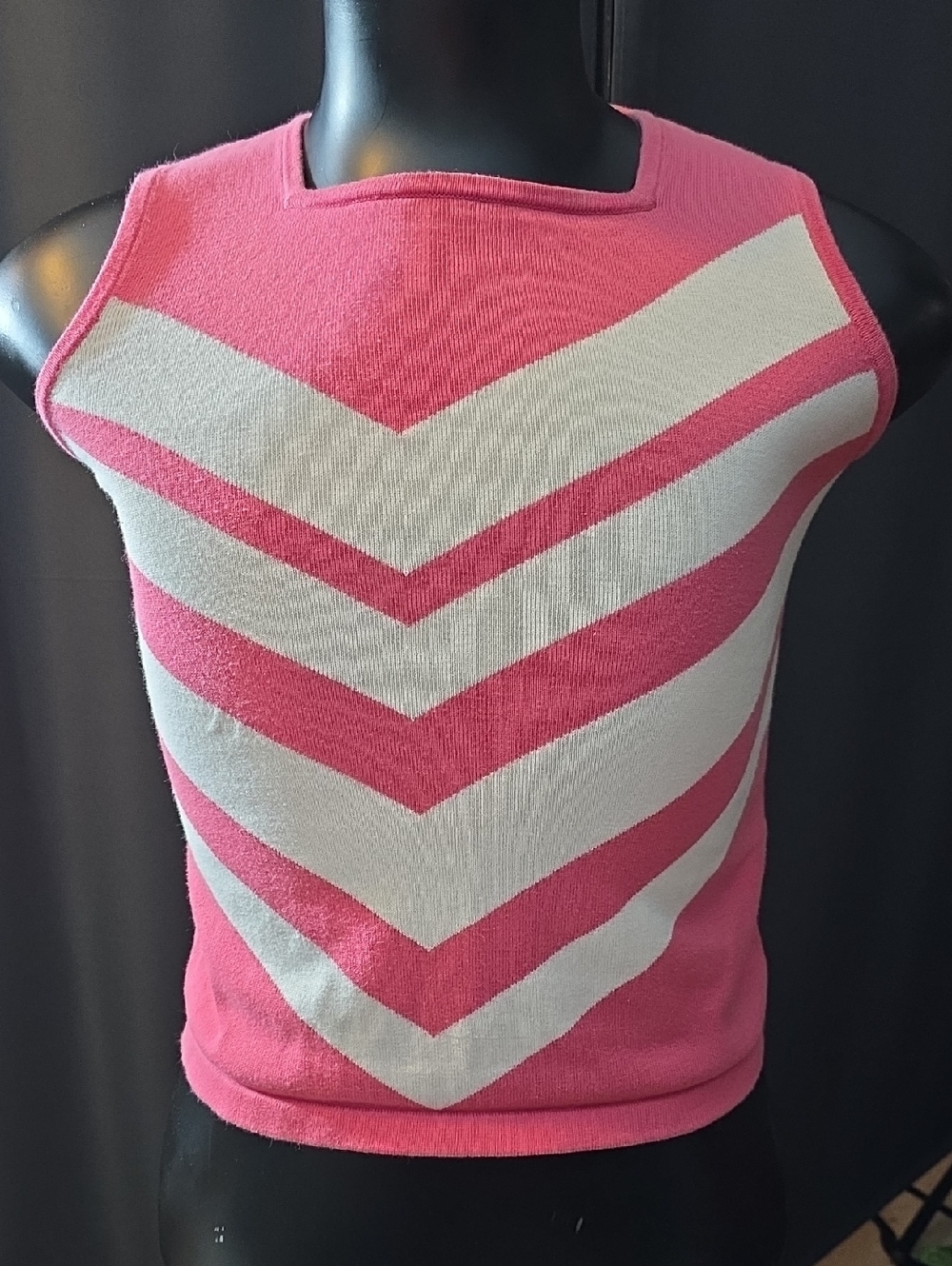 Vintage Laura Leigh Collection Knit Tank Small Pink And White